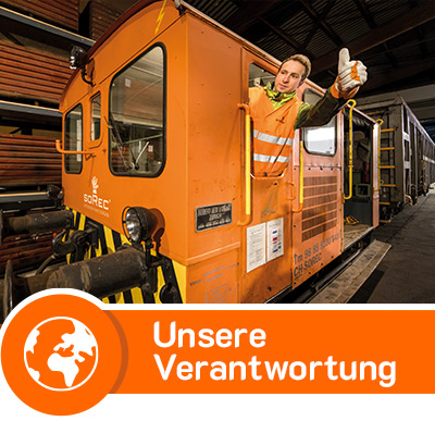 Recyclist in der Werksbahn