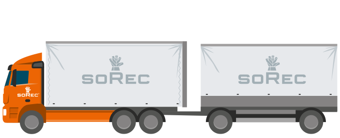LKW mit Stückgutaufbau und Anhänger